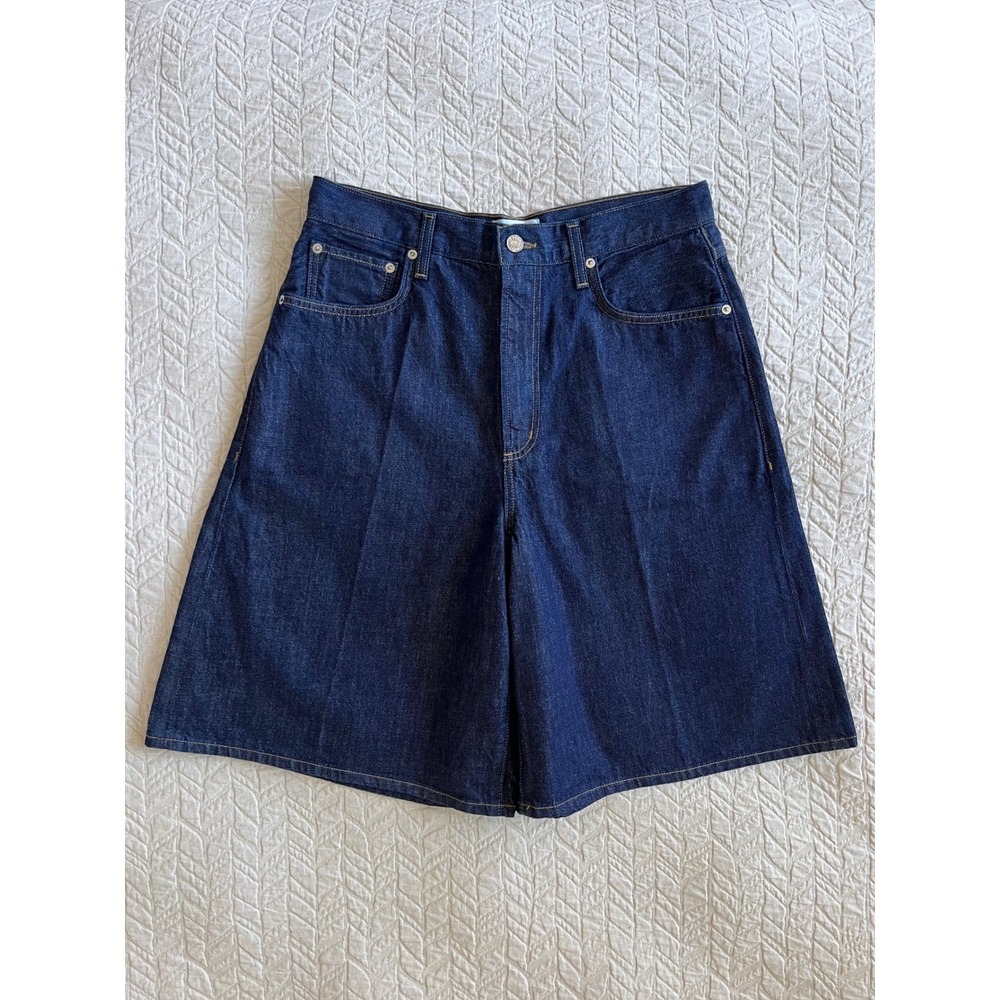 AGOLDE Nolan Size 26 Dark Indigo Wide Leg Denim Trouser Shorts